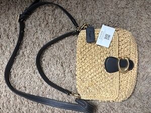 Coach Tabby Popcorn Texture Straw Shoulder Bag
